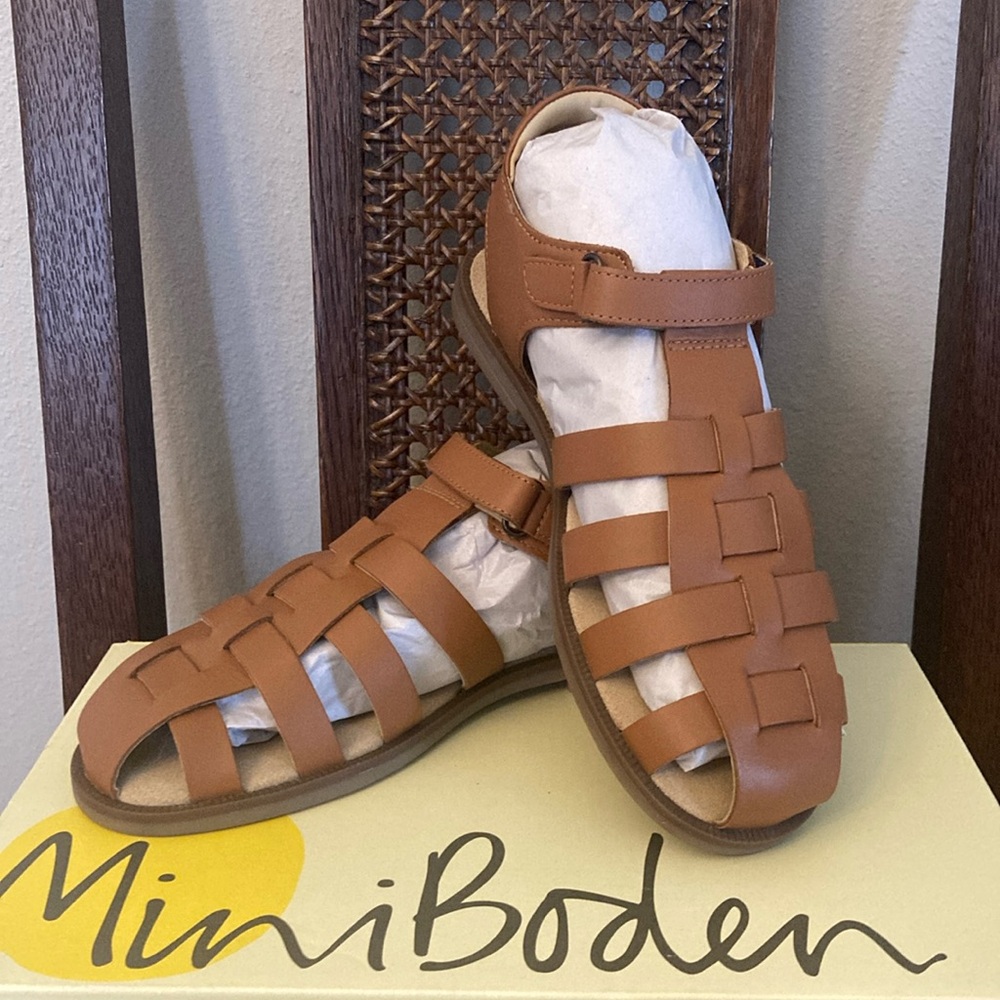 Mini Boden Kids Tan Leather Gladiator Sandals, Size 35 / US Size 3.5